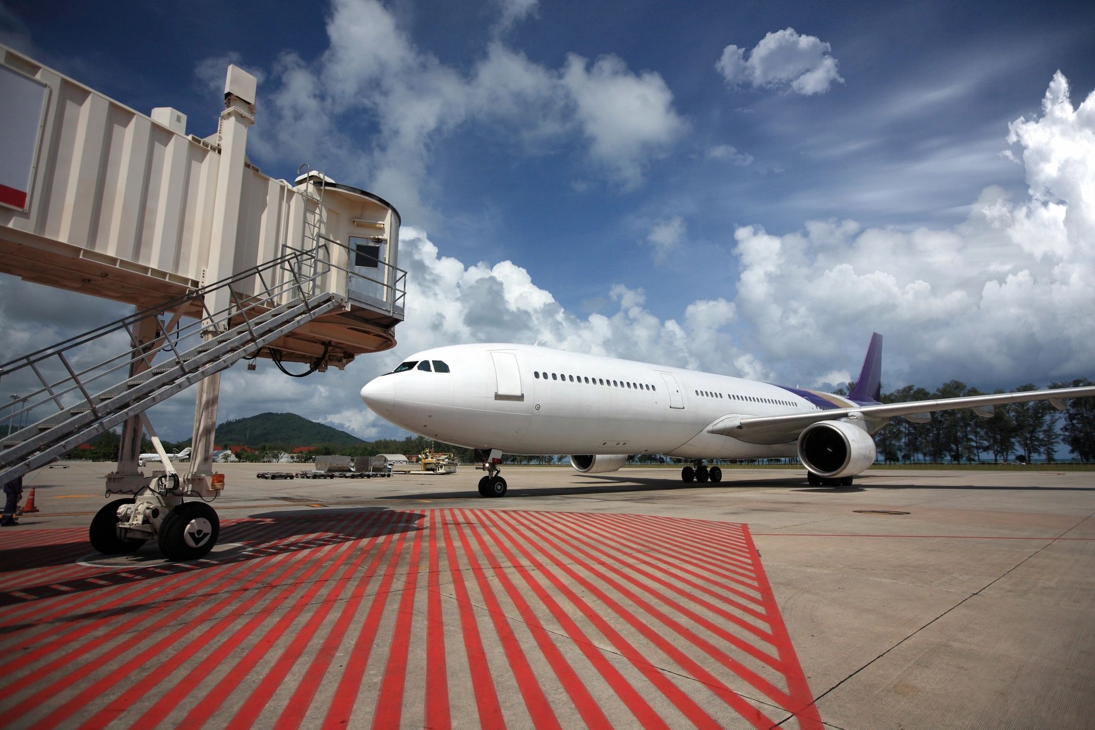 Commercial aircraft at airport gate